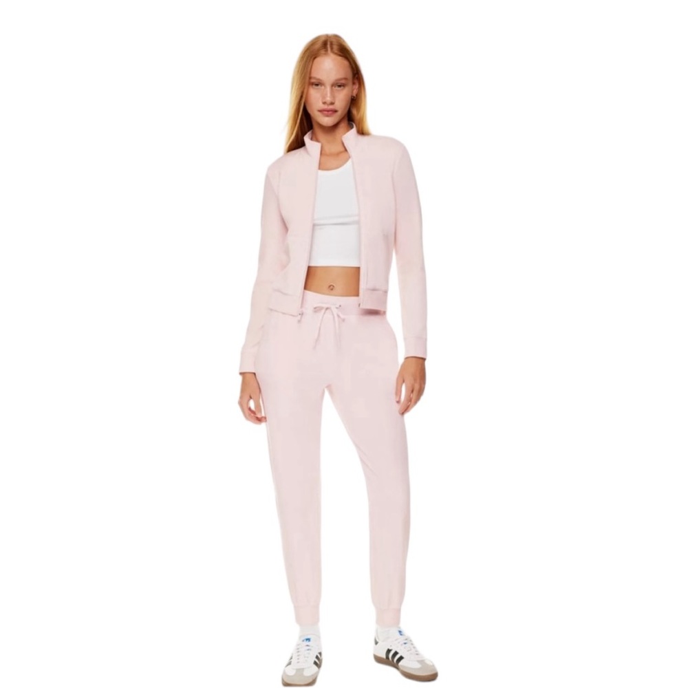🩷Aritzia Sunday Best 2 piece Velour Velvet Jogger Suit Zip Up Jacket Sz Med